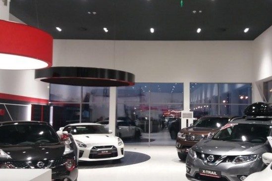 Интериорния осветителен проект за новия продажбено-сервизен комплекс на Nissan в гр. София.