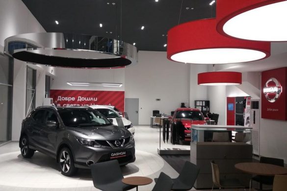 Interior lighting project for the new Nissan sales and service complex in Sofia.